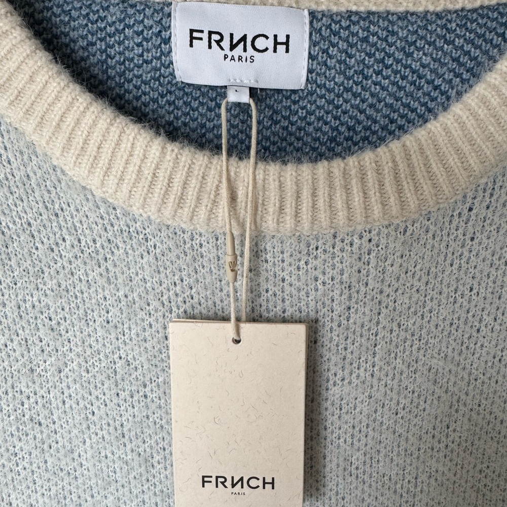 FRNCH Blue and Cream Patterned Sweater - Picture 3 of 4